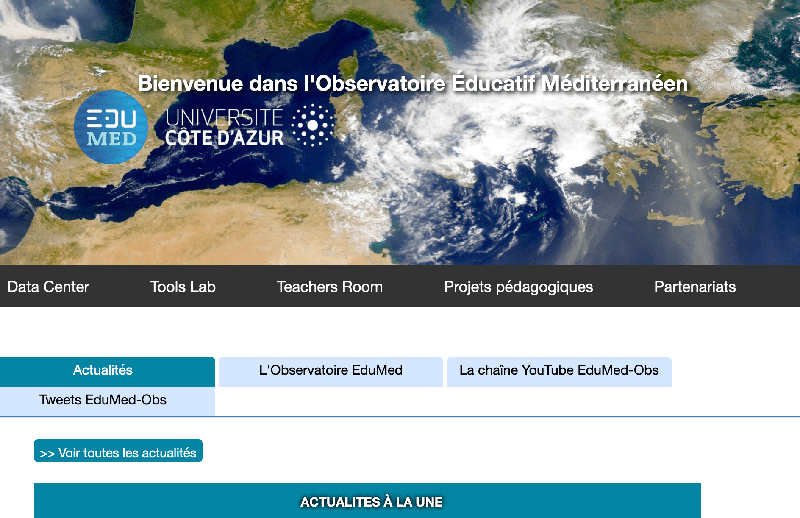 Page d'accueil du site web Edumed-Obs, l'observatoire éducatif méditerranéen